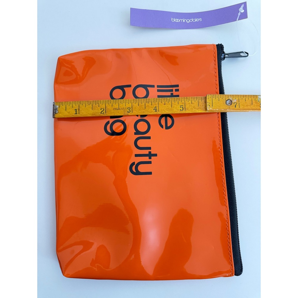 Bloomingdales Little Beauty Bag Orange Patent Cosmetic Pouch Makeup Travel Case - Picture 6 of 7